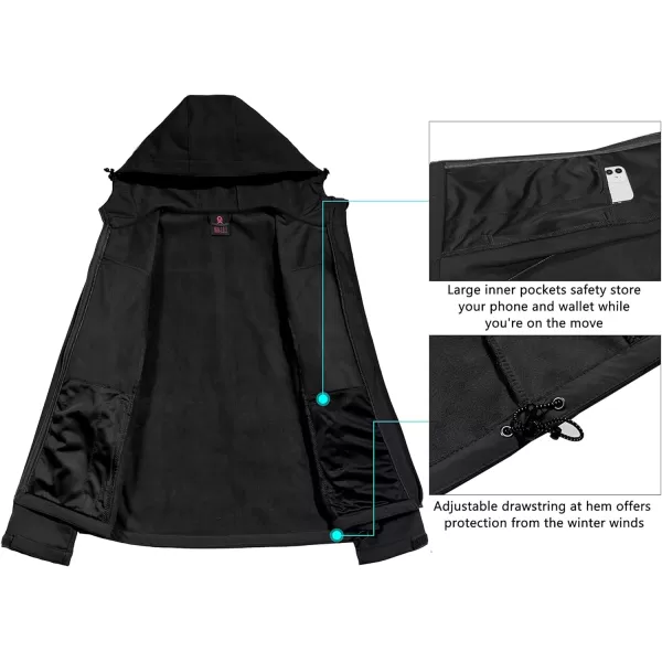 Little Donkey Andy Women's Softshell Jacket Hooded Windproof Fleece Lined Jackets, Water Repellent and Lightweight