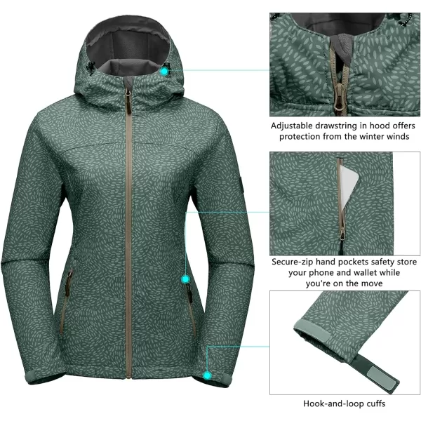 Little Donkey Andy Women's Softshell Jacket Hooded Windproof Fleece Lined Jackets, Water Repellent and Lightweight