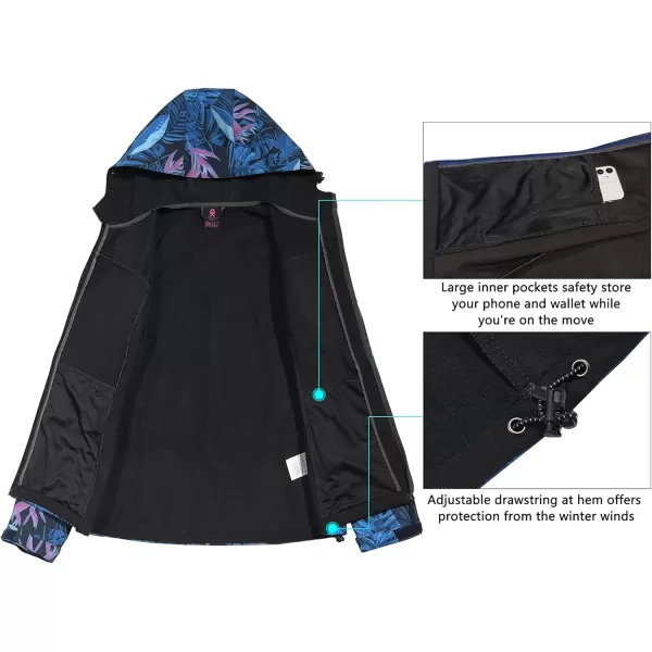 Little Donkey Andy Women's Softshell Jacket Hooded Windproof Fleece Lined Jackets, Water Repellent and Lightweight