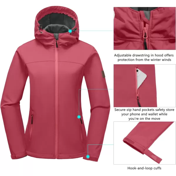 Little Donkey Andy Women's Softshell Jacket Hooded Windproof Fleece Lined Jackets, Water Repellent and Lightweight