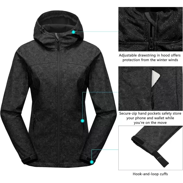 Little Donkey Andy Women's Softshell Jacket Hooded Windproof Fleece Lined Jackets, Water Repellent and Lightweight