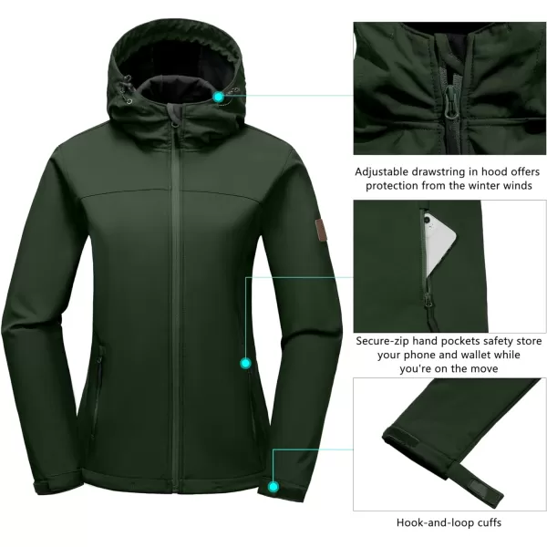 Little Donkey Andy Women's Softshell Jacket Hooded Windproof Fleece Lined Jackets, Water Repellent and Lightweight