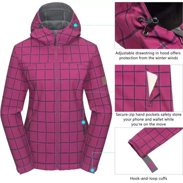 Little Donkey Andy Women's Softshell Jacket Hooded Windproof Fleece Lined Jackets, Water Repellent and Lightweight