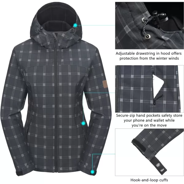 Little Donkey Andy Women's Softshell Jacket Hooded Windproof Fleece Lined Jackets, Water Repellent and Lightweight