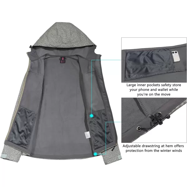 Little Donkey Andy Women's Softshell Jacket Hooded Windproof Fleece Lined Jackets, Water Repellent and Lightweight