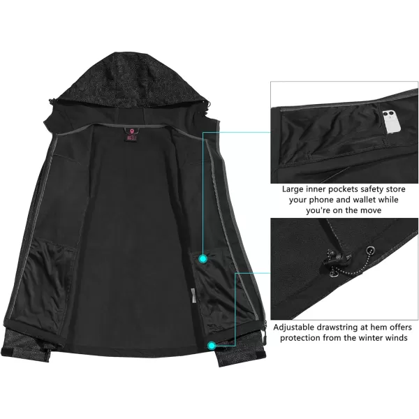 Little Donkey Andy Women's Softshell Jacket Hooded Windproof Fleece Lined Jackets, Water Repellent and Lightweight