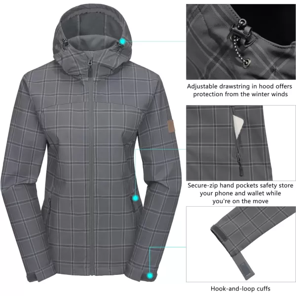 Little Donkey Andy Women's Softshell Jacket Hooded Windproof Fleece Lined Jackets, Water Repellent and Lightweight