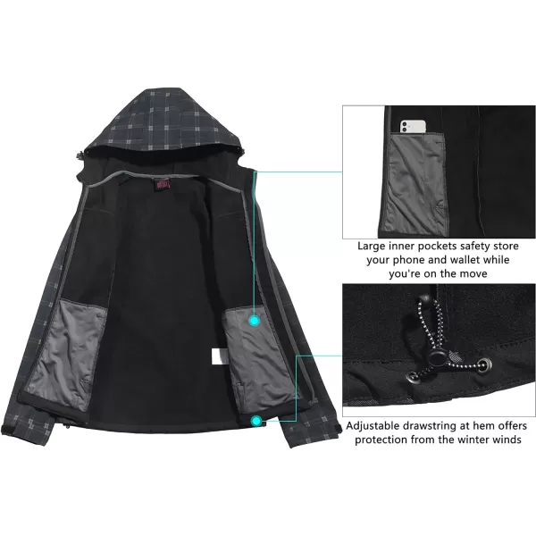 Little Donkey Andy Women's Softshell Jacket Hooded Windproof Fleece Lined Jackets, Water Repellent and Lightweight