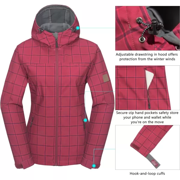 Little Donkey Andy Women's Softshell Jacket Hooded Windproof Fleece Lined Jackets, Water Repellent and Lightweight