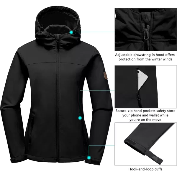 Little Donkey Andy Women's Softshell Jacket Hooded Windproof Fleece Lined Jackets, Water Repellent and Lightweight