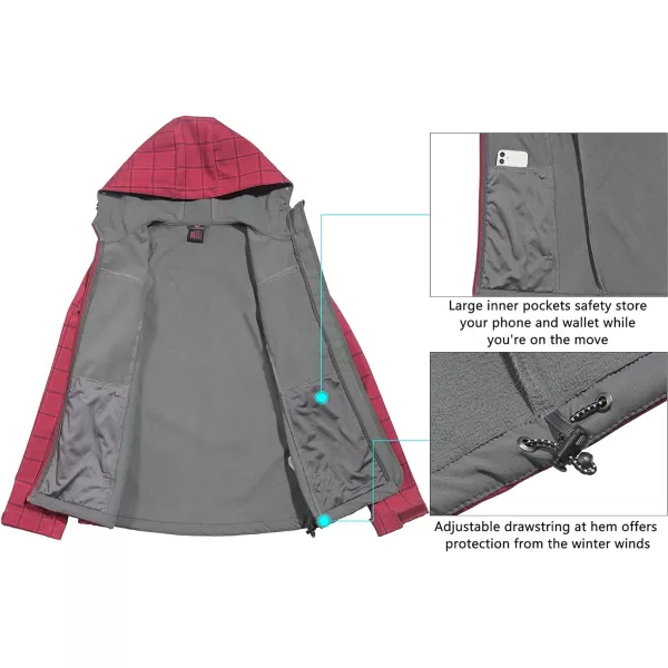 Little Donkey Andy Women's Softshell Jacket Hooded Windproof Fleece Lined Jackets, Water Repellent and Lightweight