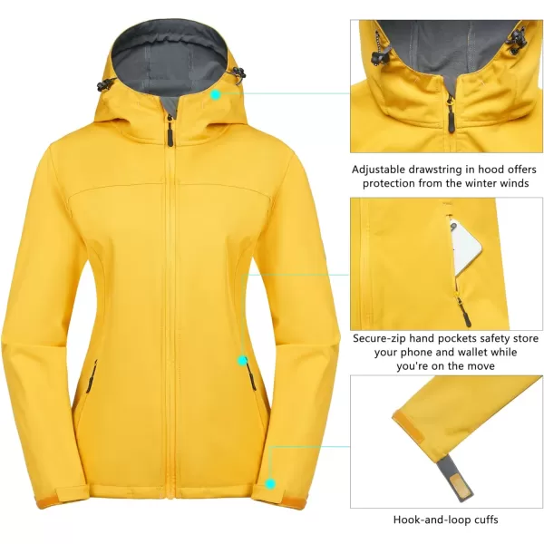 Little Donkey Andy Women's Softshell Jacket Hooded Windproof Fleece Lined Jackets, Water Repellent and Lightweight