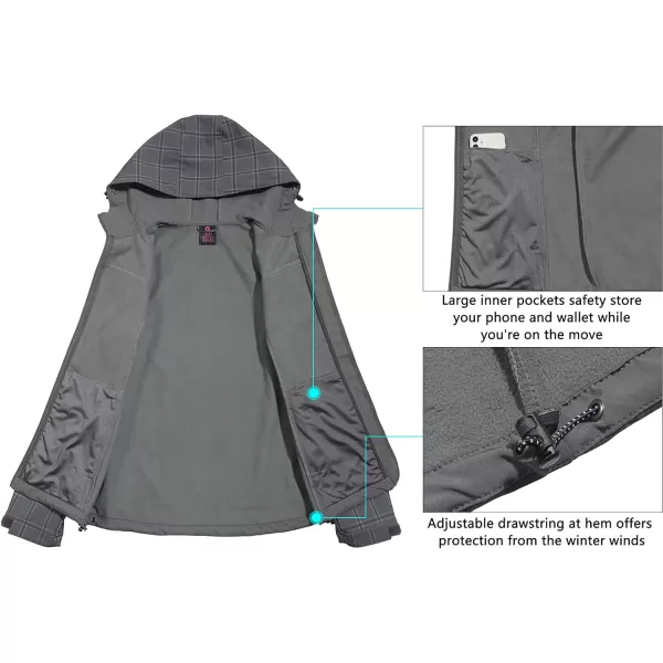 Little Donkey Andy Women's Softshell Jacket Hooded Windproof Fleece Lined Jackets, Water Repellent and Lightweight
