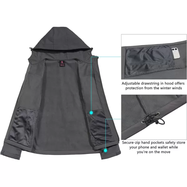 Little Donkey Andy Women's Softshell Jacket Hooded Windproof Fleece Lined Jackets, Water Repellent and Lightweight