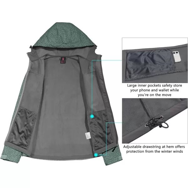 Little Donkey Andy Women's Softshell Jacket Hooded Windproof Fleece Lined Jackets, Water Repellent and Lightweight