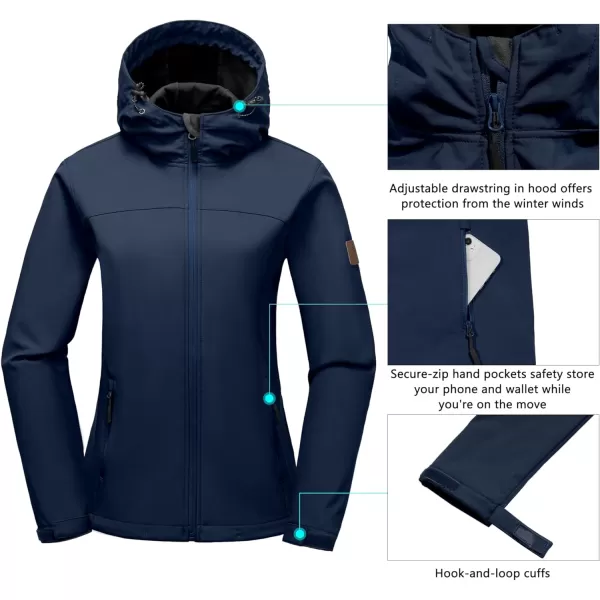 Little Donkey Andy Women's Softshell Jacket Hooded Windproof Fleece Lined Jackets, Water Repellent and Lightweight
