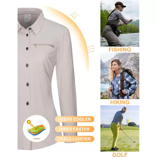 Little Donkey Andy Women's UPF 50+ UV Protection Shirts, Long Sleeve Button Down Blouses Tops for Fishing, Hiking