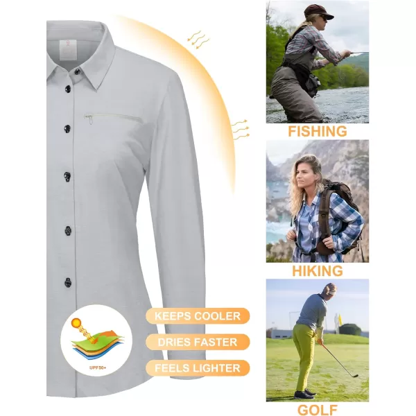 Little Donkey Andy Women's UPF 50+ UV Protection Shirts, Long Sleeve Button Down Blouses Tops for Fishing, Hiking