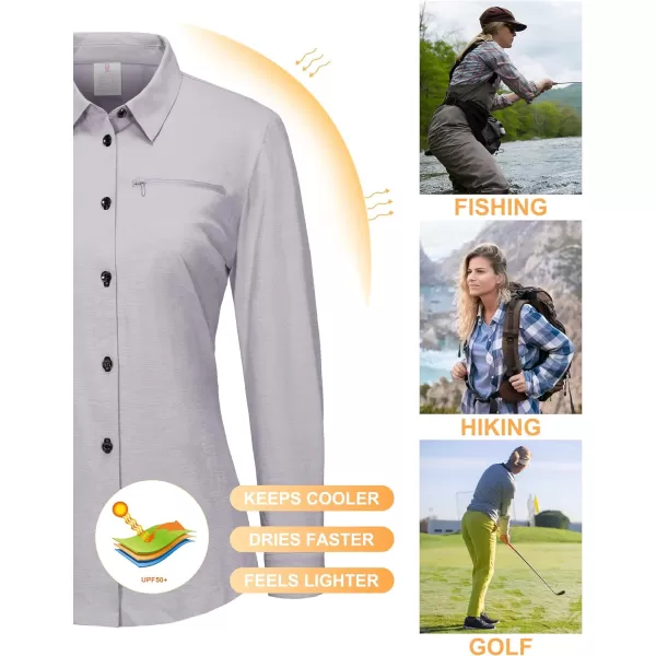 Little Donkey Andy Women's UPF 50+ UV Protection Shirts, Long Sleeve Button Down Blouses Tops for Fishing, Hiking