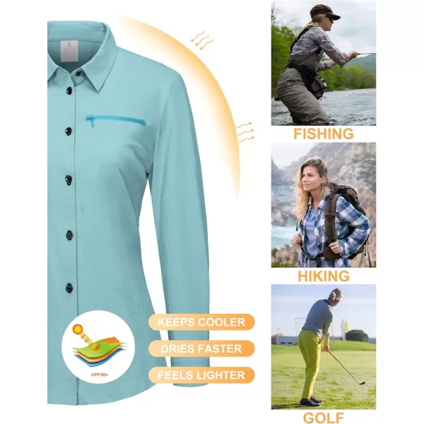 Little Donkey Andy Women's UPF 50+ UV Protection Shirts, Long Sleeve Button Down Blouses Tops for Fishing, Hiking
