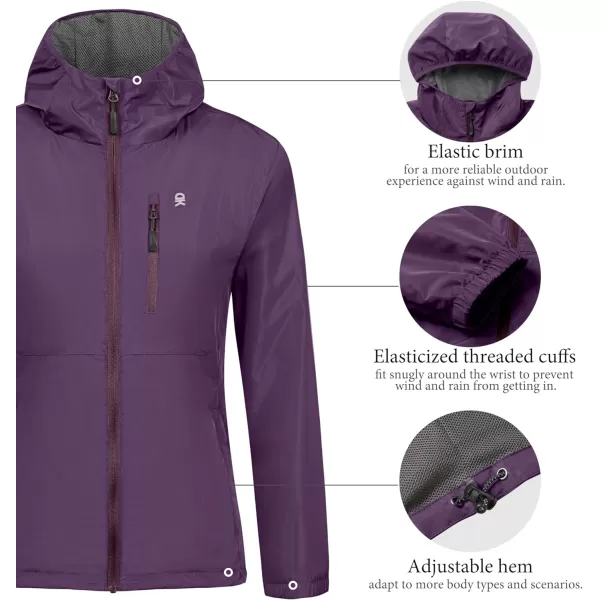 Little Donkey Andy Women's Water Resistant Windbreaker, Breathable Ripstop Light Jacket with Hood Wrinkle Reduction
