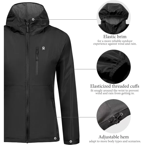 Little Donkey Andy Women's Water Resistant Windbreaker, Breathable Ripstop Light Jacket with Hood Wrinkle Reduction