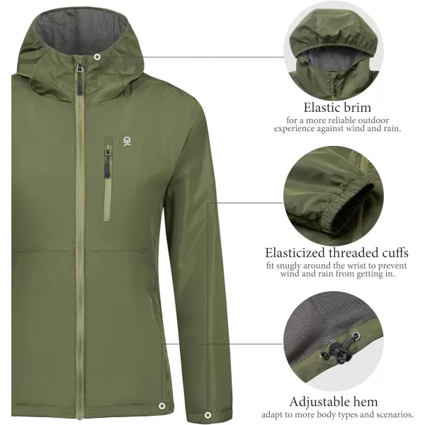 Little Donkey Andy Women's Water Resistant Windbreaker, Breathable Ripstop Light Jacket with Hood Wrinkle Reduction