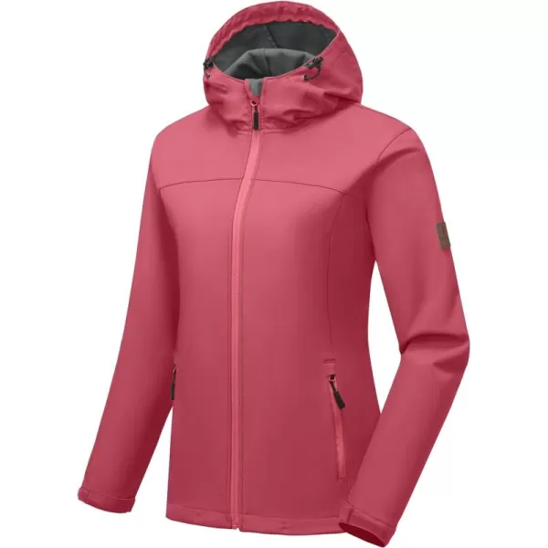 Little Donkey Andy Women's Softshell Jacket Hooded Windproof Fleece Lined Jackets, Water Repellent and Lightweight