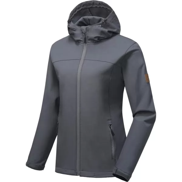 Little Donkey Andy Women's Softshell Jacket Hooded Windproof Fleece Lined Jackets, Water Repellent and Lightweight