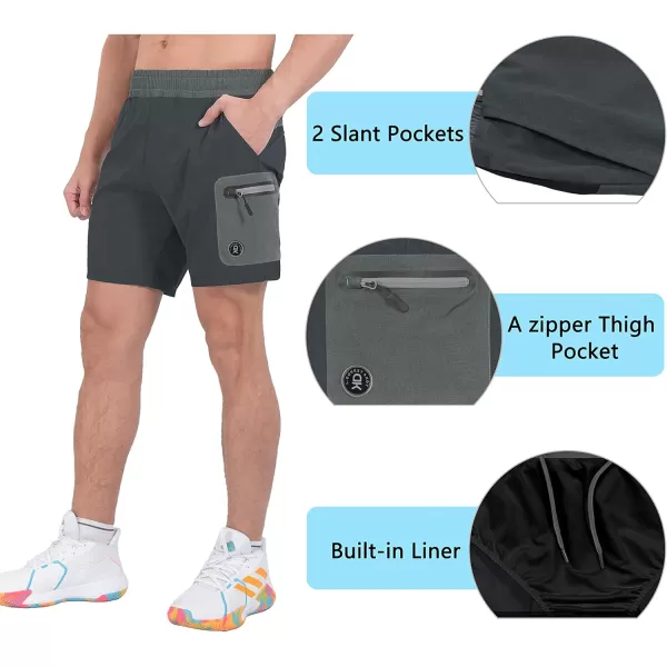 Little Donkey Andy Men's 7 Inches Quick Dry Golf Shorts Stretch Lightweight Hiking Shorts with Liner and Pockets
