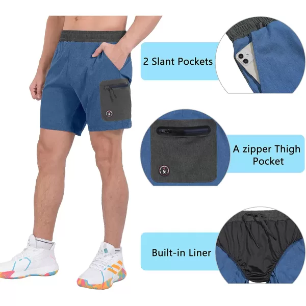 Little Donkey Andy Men's 7 Inches Quick Dry Golf Shorts Stretch Lightweight Hiking Shorts with Liner and Pockets