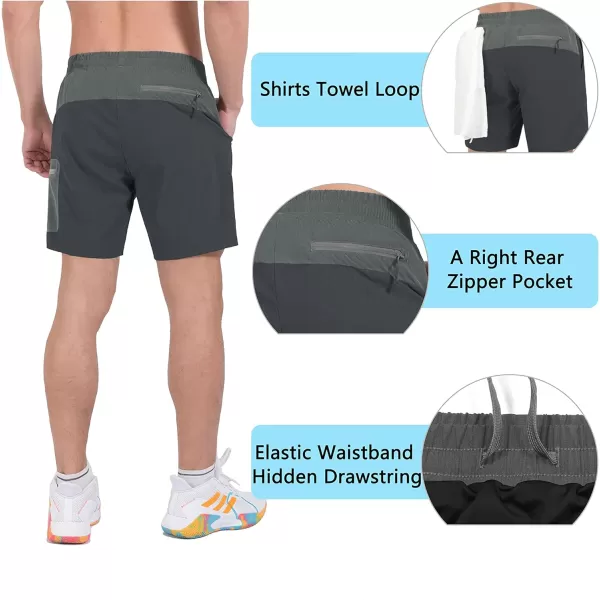 Little Donkey Andy Men's 7 Inches Quick Dry Golf Shorts Stretch Lightweight Hiking Shorts with Liner and Pockets