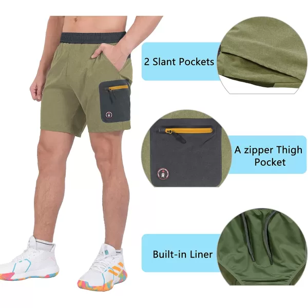 Little Donkey Andy Men's 7 Inches Quick Dry Golf Shorts Stretch Lightweight Hiking Shorts with Liner and Pockets
