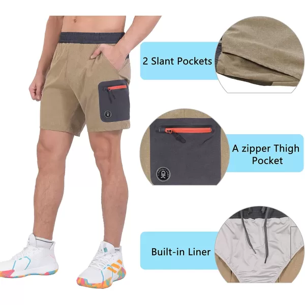 Little Donkey Andy Men's 7 Inches Quick Dry Golf Shorts Stretch Lightweight Hiking Shorts with Liner and Pockets