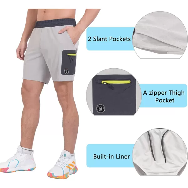 Little Donkey Andy Men's 7 Inches Quick Dry Golf Shorts Stretch Lightweight Hiking Shorts with Liner and Pockets