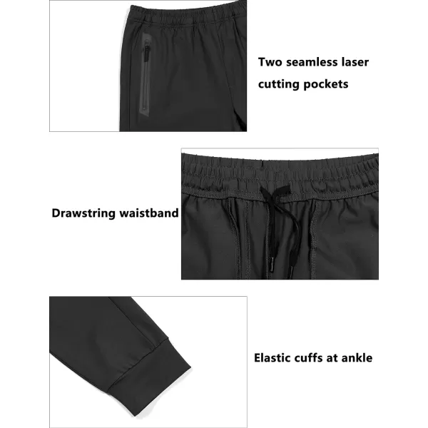 Little Donkey Andy Men's Jogger Pants Sweatpants with Zipper Pockets Tapered Athletic Pants for Men Running, Gym, Workout