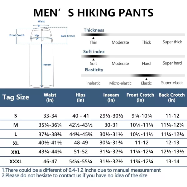 Little Donkey Andy Men's Lightweight Hiking Pants, UPF 50 Quick Dry Outdoor Pants with Zipper Pockets for Work Travel