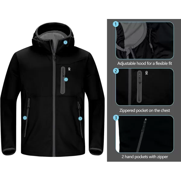 Little Donkey Andy Men's Lightweight Hooded Softshell Jacket for Running Travel Hiking, Windproof, Water Repellent
