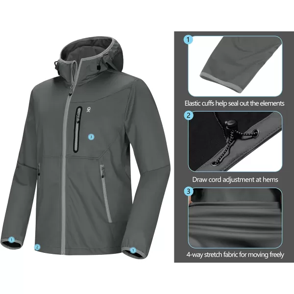 Little Donkey Andy Men's Lightweight Hooded Softshell Jacket for Running Travel Hiking, Windproof, Water Repellent