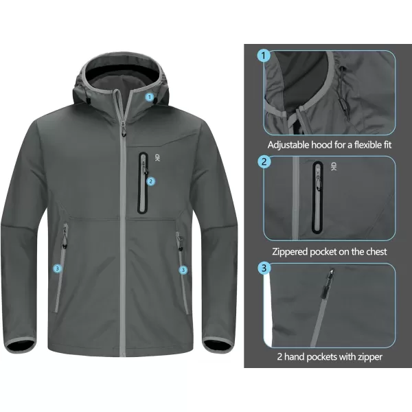 Little Donkey Andy Men's Lightweight Hooded Softshell Jacket for Running Travel Hiking, Windproof, Water Repellent