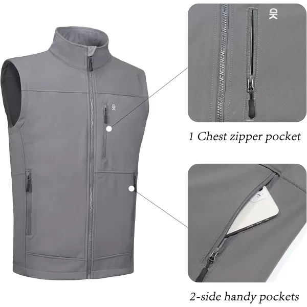 Little Donkey Andy Men’s Lightweight Softshell Fleece Lined Warm Vest Zip Up Sleeveless Casual Windbreaker Outerwear Jacket