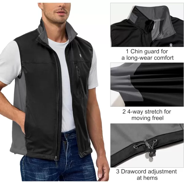 Little Donkey Andy Men's Lightweight Softshell Vest, Windproof Sleeveless Jacket for Running, Hiking, Cycling, Golf