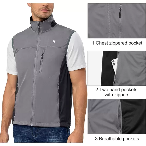 Little Donkey Andy Men's Lightweight Softshell Vest, Windproof Sleeveless Jacket for Running, Hiking, Cycling, Golf