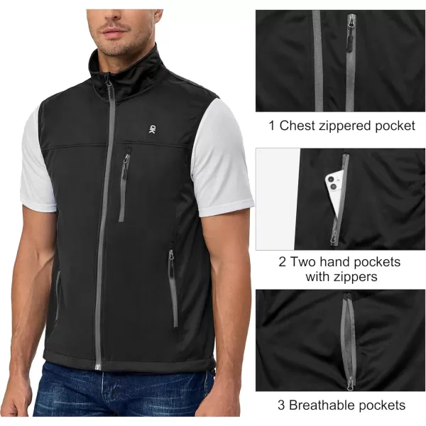 Little Donkey Andy Men's Lightweight Softshell Vest, Windproof Sleeveless Jacket for Running, Hiking, Cycling, Golf