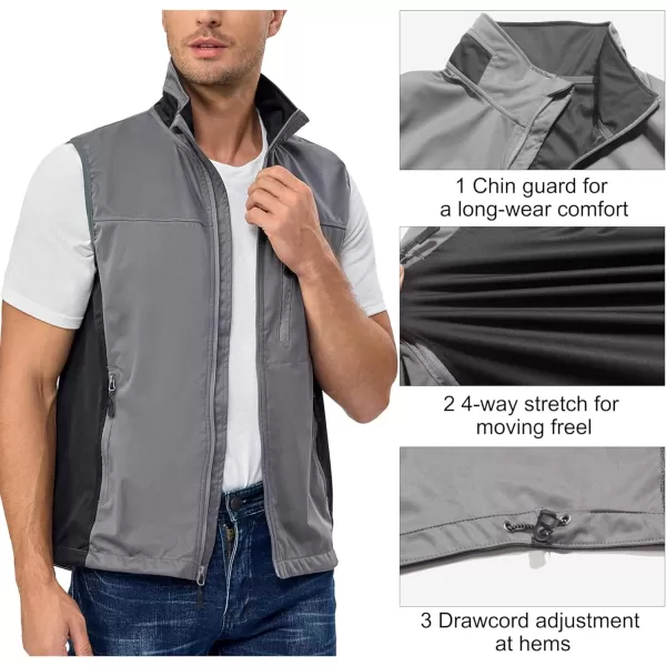 Little Donkey Andy Men's Lightweight Softshell Vest, Windproof Sleeveless Jacket for Running, Hiking, Cycling, Golf