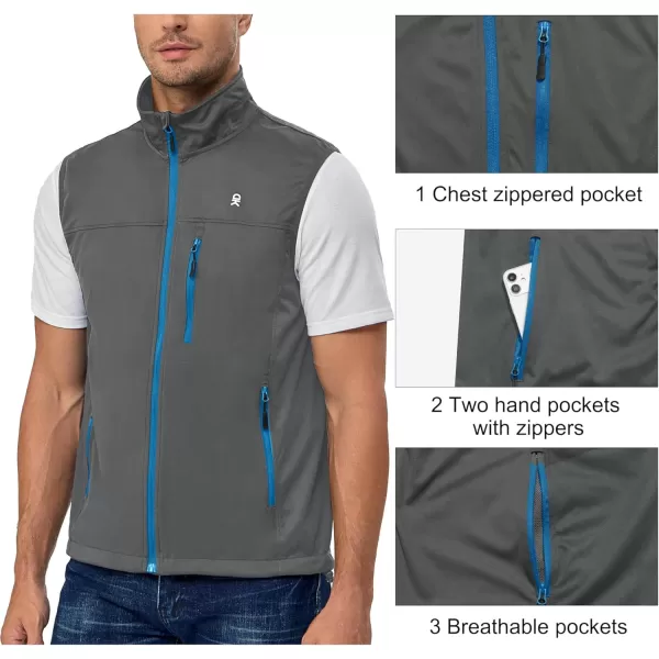 Little Donkey Andy Men's Lightweight Softshell Vest, Windproof Sleeveless Jacket for Running, Hiking, Cycling, Golf
