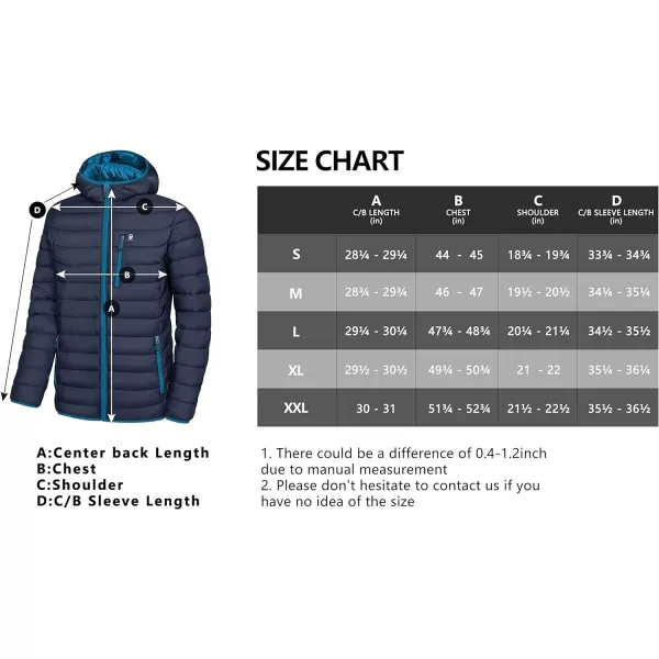 Little Donkey Andy Men's Packable Puffer Jacket Lightweight Hooded Windproof Winter Coat with Recycled Insulation