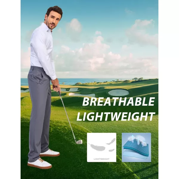 Little Donkey Andy Mens Regular Fit Dress Pants Golf Pants Lightweight Work Casual Travel Pants