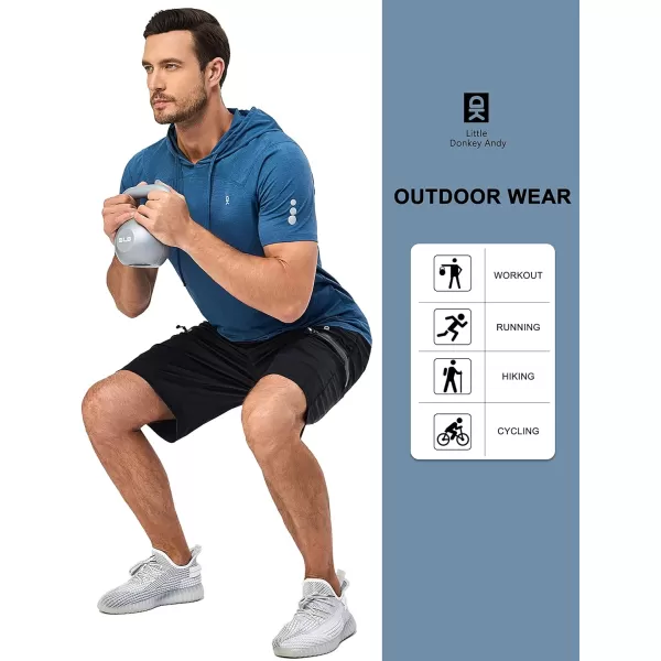 Little Donkey Andy Men's Short Sleeve Quick Dry Hooded T-Shirt Workout Moisture Wicking Tees