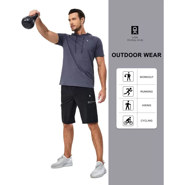 Little Donkey Andy Men's Short Sleeve Quick Dry Hooded T-Shirt Workout Moisture Wicking Tees